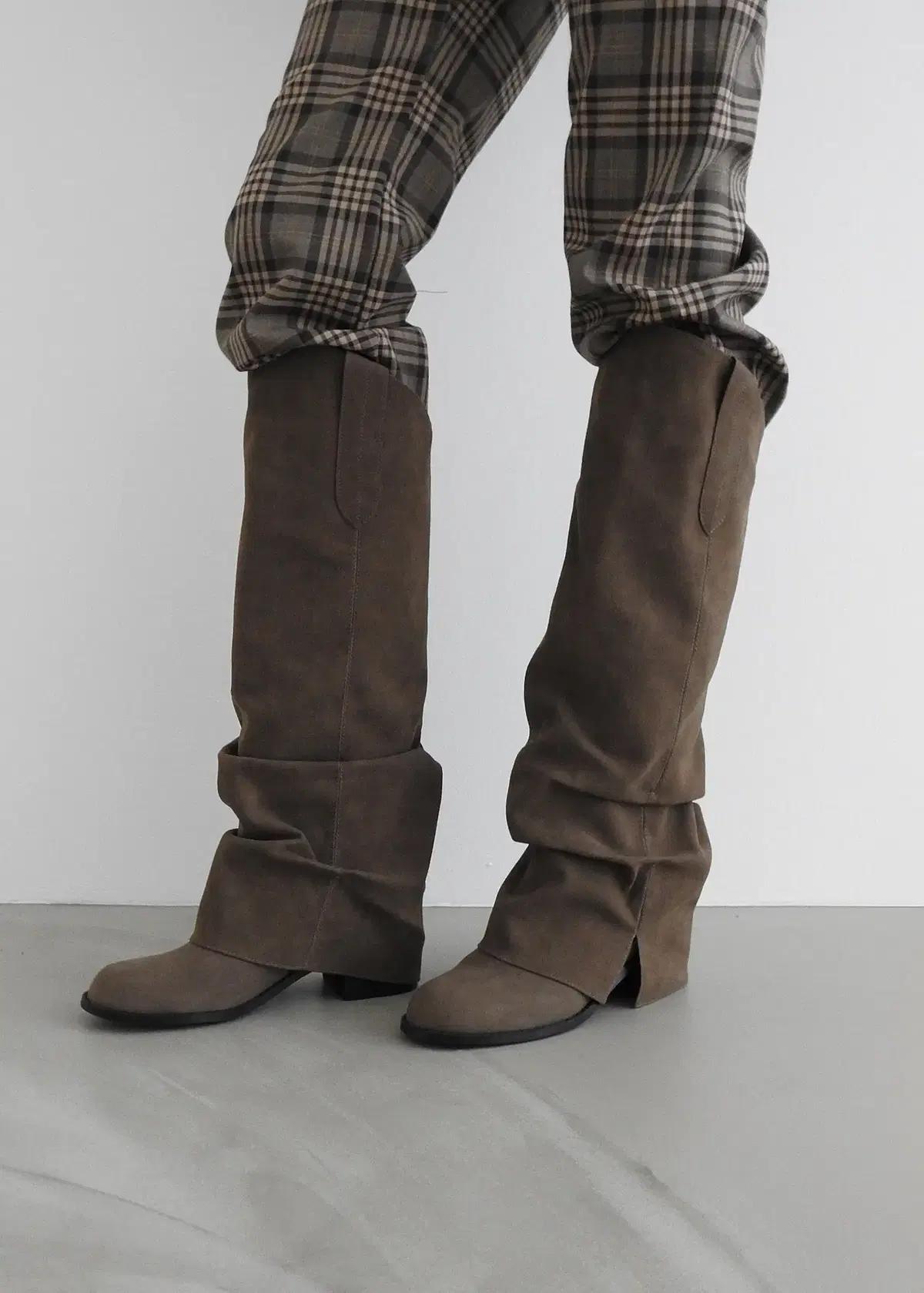 @9450 블랙 230-셔링 폴드오버부츠 6cm 롱부츠-새상품 13