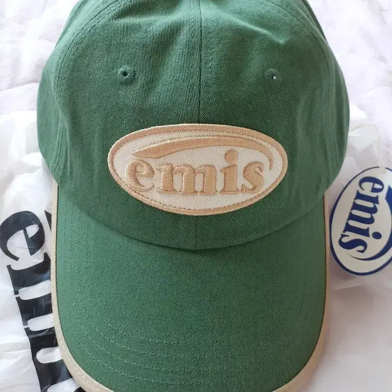 Emis 베이지 트리밍 볼캡 그린 3