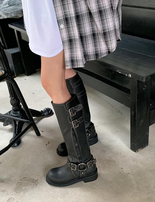 @9500 블랙 240-바이커부츠 4.5cm 빈티지 롱부츠-새상품 3