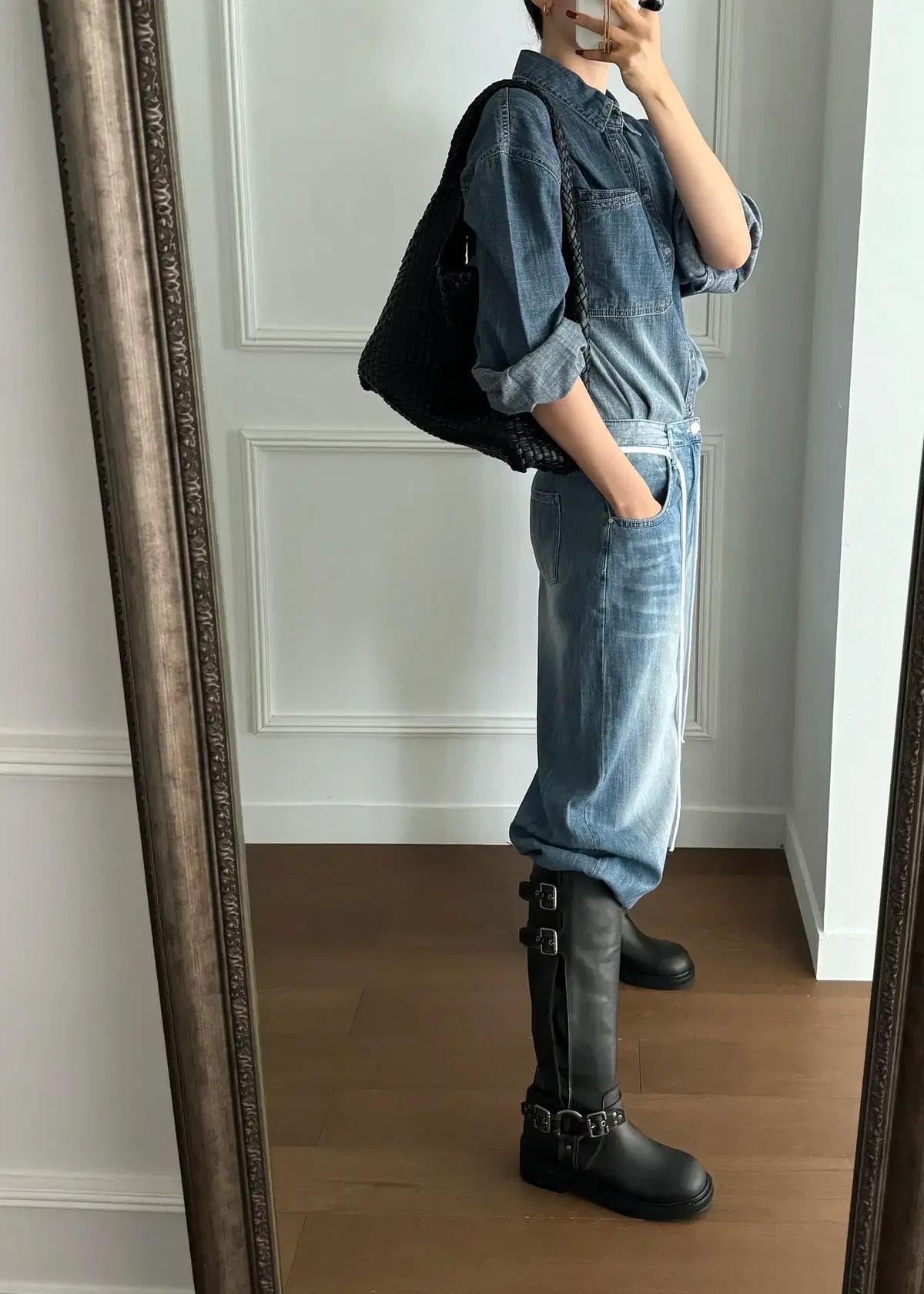 @9500 블랙 240-바이커부츠 4.5cm 빈티지 롱부츠-새상품 12