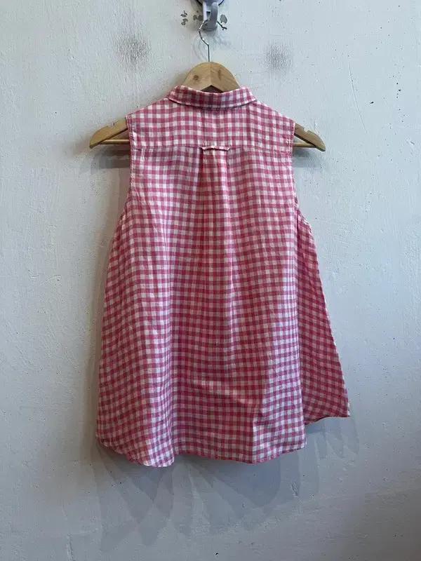 MACPHEE 퓨어린넨 체크 슬리브리스 탑 Made in JAPAN 5