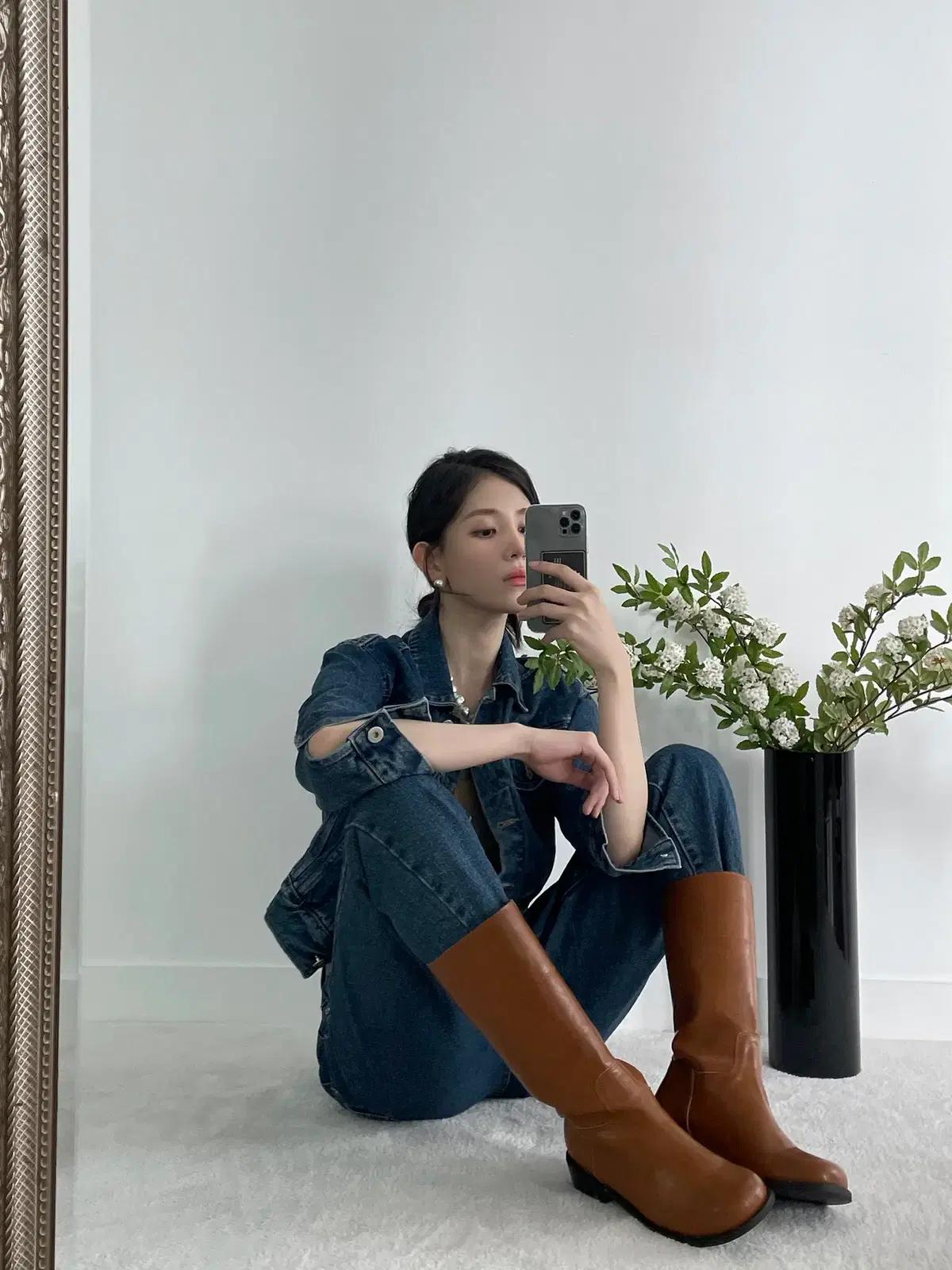 #1026 블랙 230-빈티지 멜팅크랙 4cm 미들부츠 11
