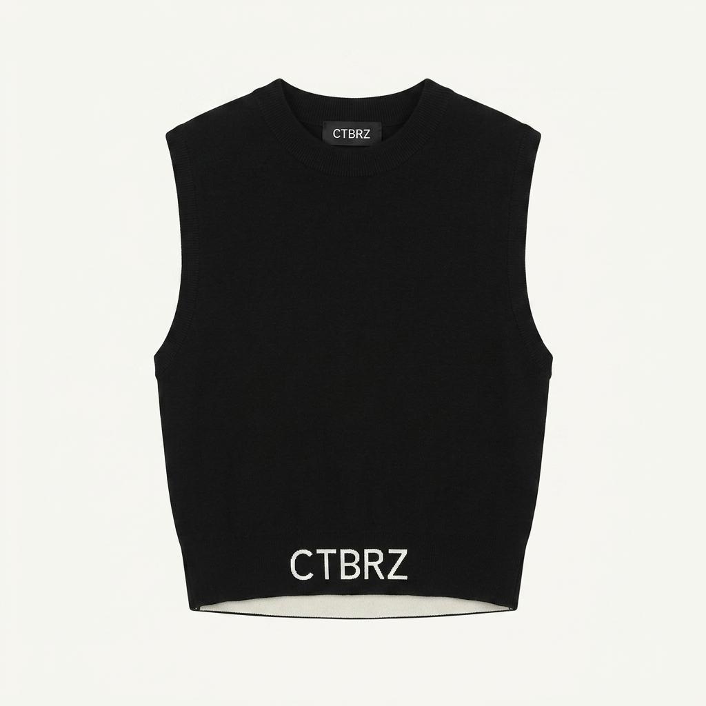 시티브리즈 CTBRZ 검정 민소매 니트 S [A660]
