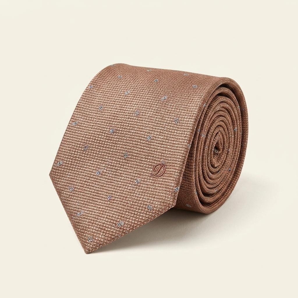 듀퐁 실크 브라운 자수 로고 슬림 넥타이 8cm A+등급 g116 1