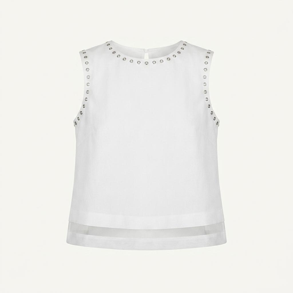 파르티멘토 우먼 BACK OPEN STUDDED BLOUSE_WHITE 1