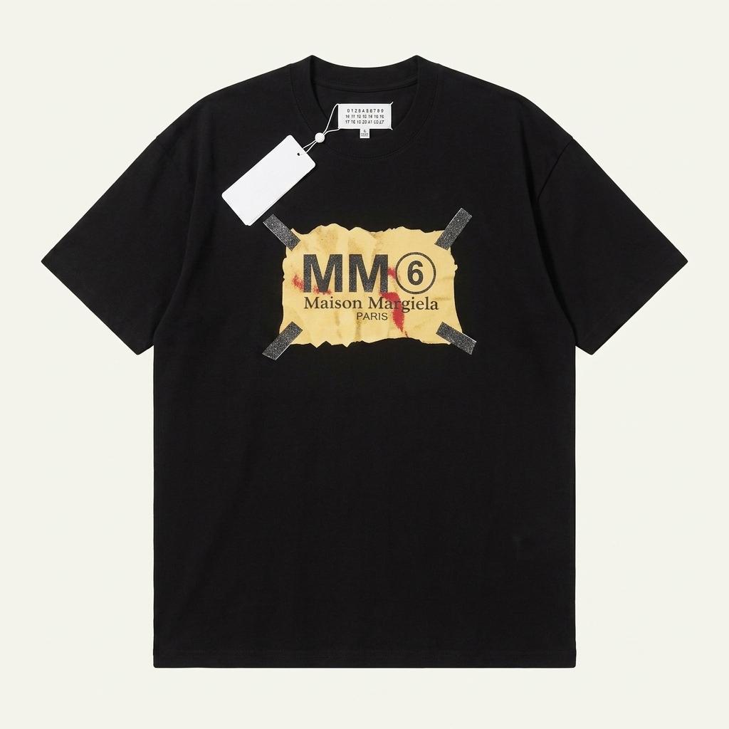 MM6 메종 마르지엘라 테이프 로고 반팔 티셔츠 블랙L
