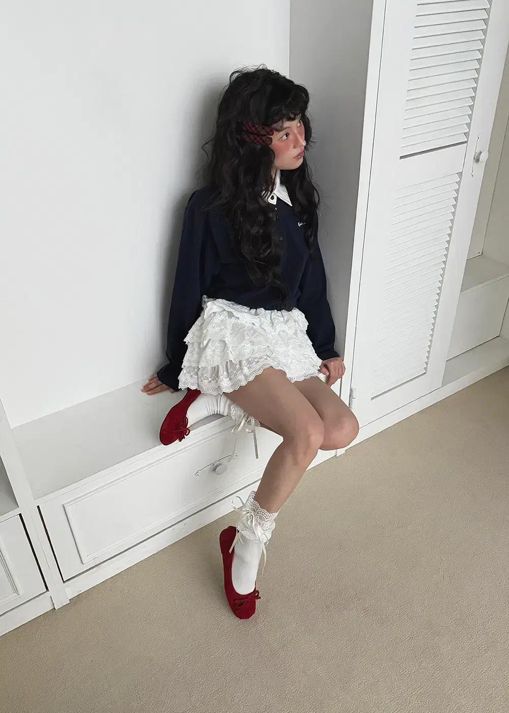 @9594 레드 240-리얼 양가죽 플랫 1cm 쌍리본 플랫슈즈-새상품 5