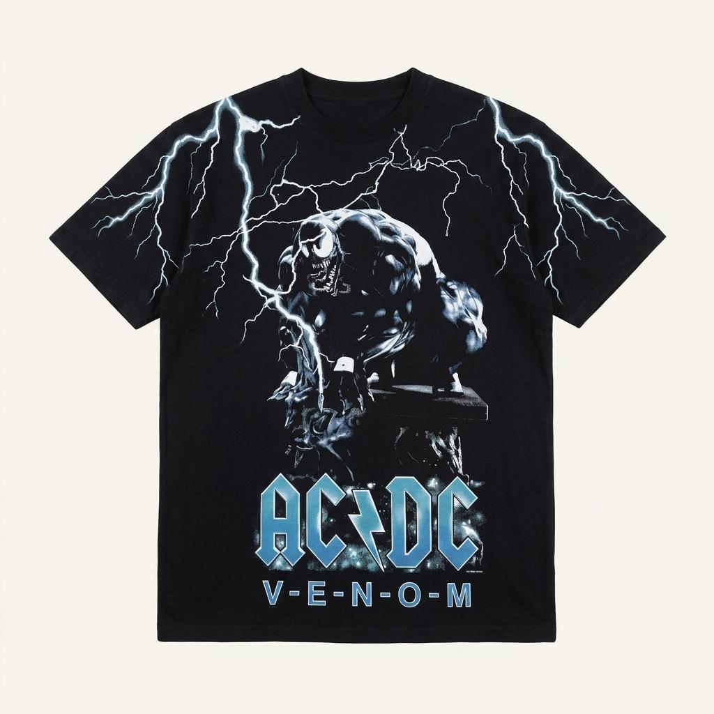 빈티지 베놈 ACDC 프린팅 반팔 H2531