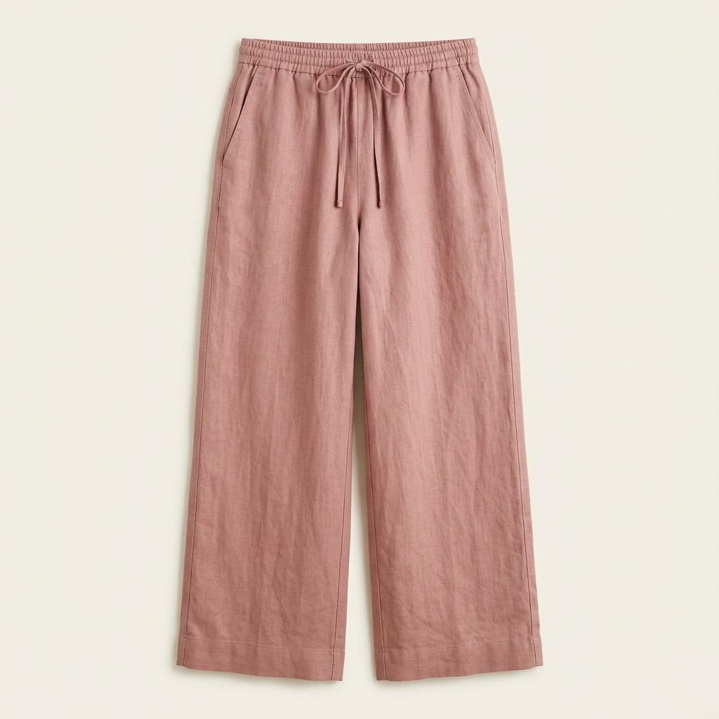 ZARA 린넨 블렌드 와이드 팬츠 핑크