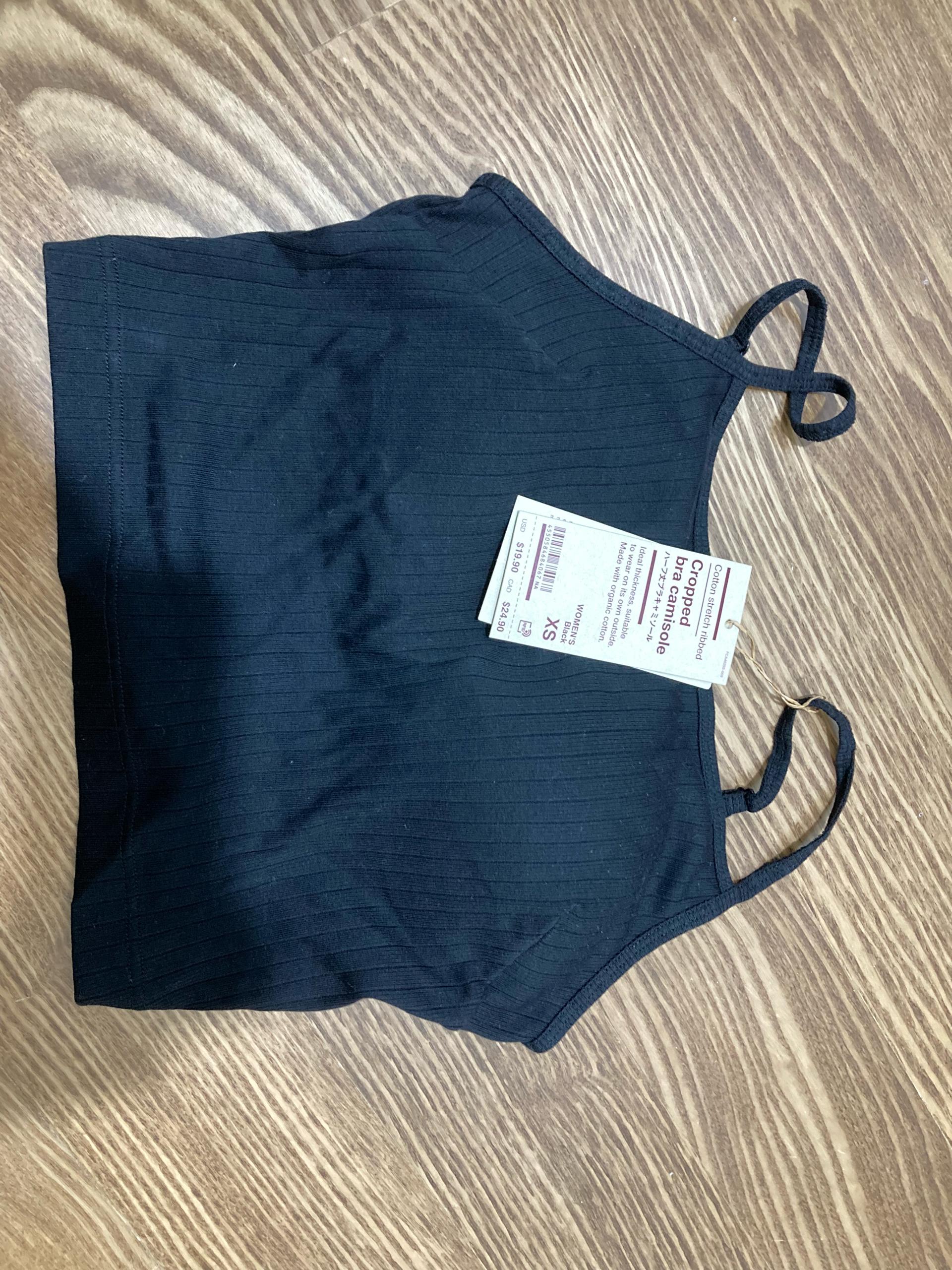 MUJI 골지 크롭 브라 캐미솔 블랙 2