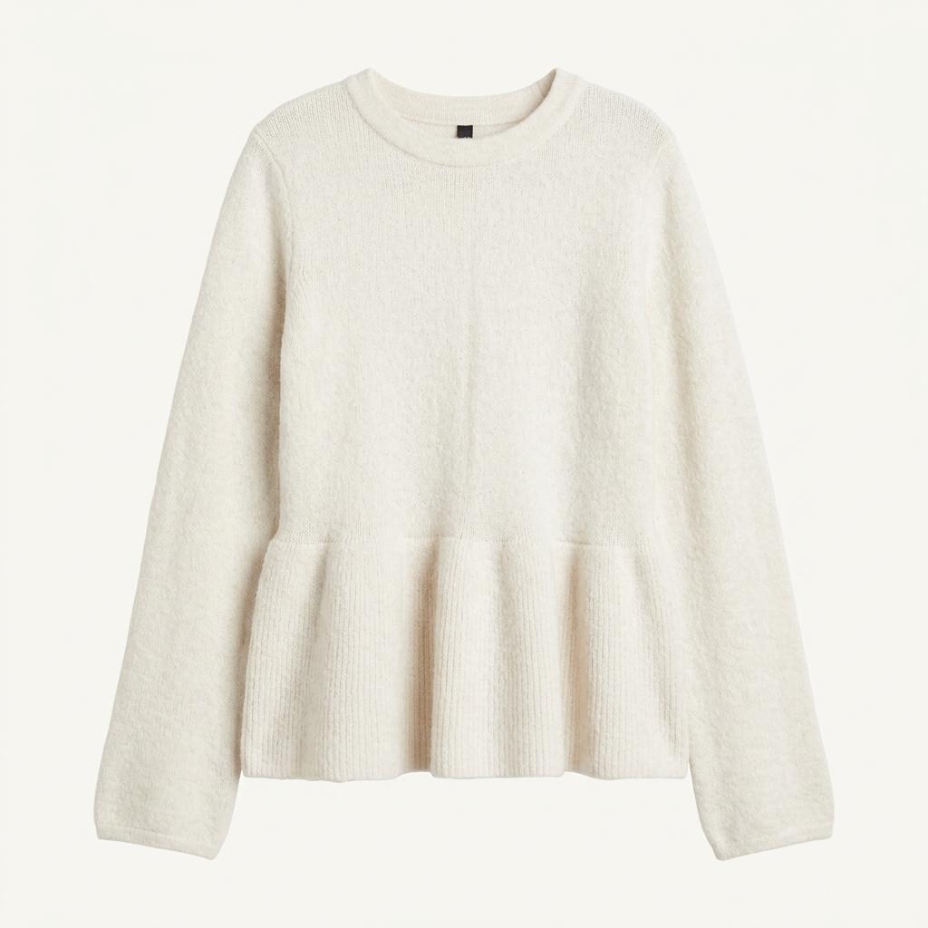 H&M 에이치엔엠 페플럼 니트 스웨터 아이보리