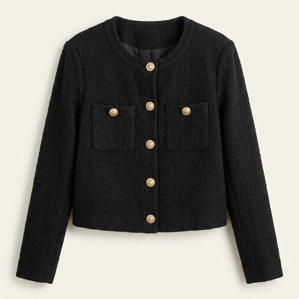 H&M 에이치엔엠 트위드 금장 버튼 재킷 블랙