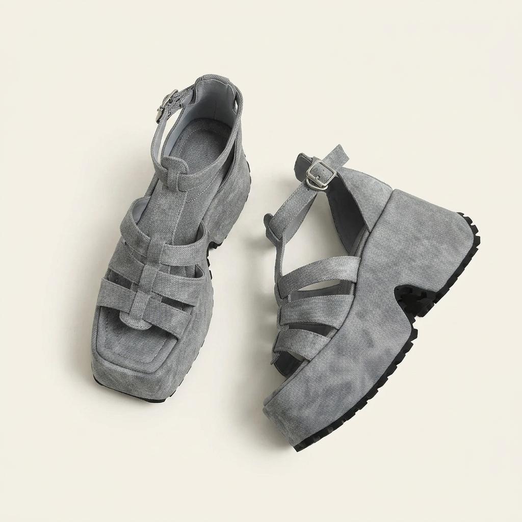 @349 블루 225-드라이빙 점보 통굽 8.5cm 글래디 샌들-새상품 1