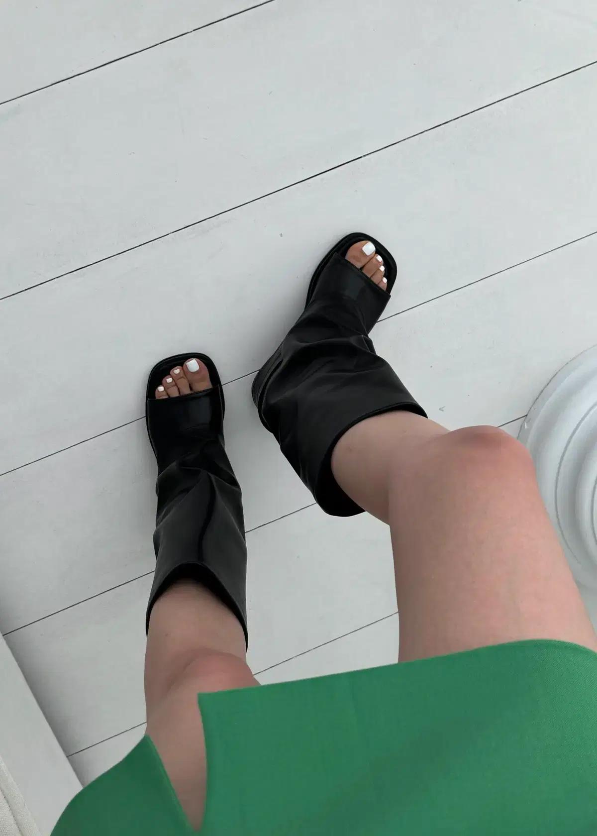 @359 블랙 250-오픈토부츠 4cm 폴드오버부츠 하프부츠-새상품 8