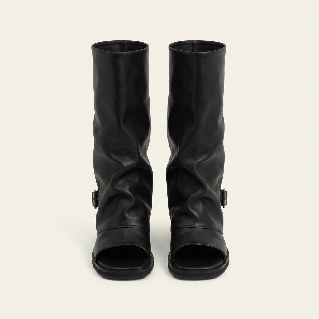 @359 블랙 250-오픈토부츠 4cm 폴드오버부츠 하프부츠-새상품 1
