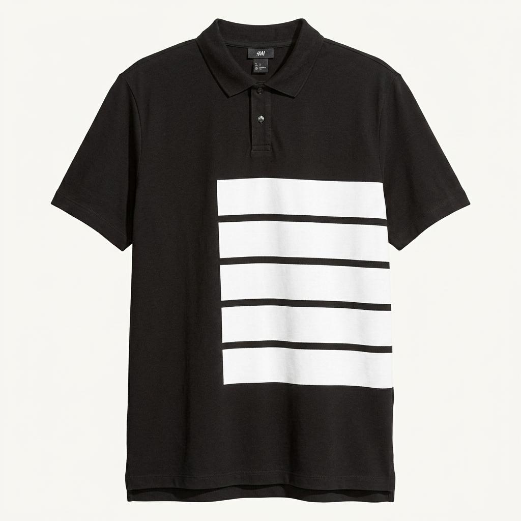 에이치앤엠 남성 여름 배색 카라반팔티 블랙L (HU46231)