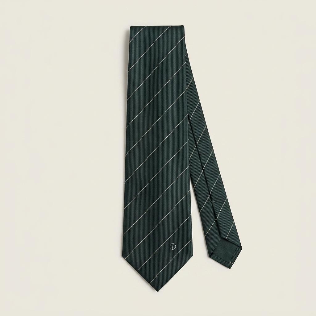 던힐 실크 진한 초록 스트라이프 넥타이 8.5cm A+등급 E1548