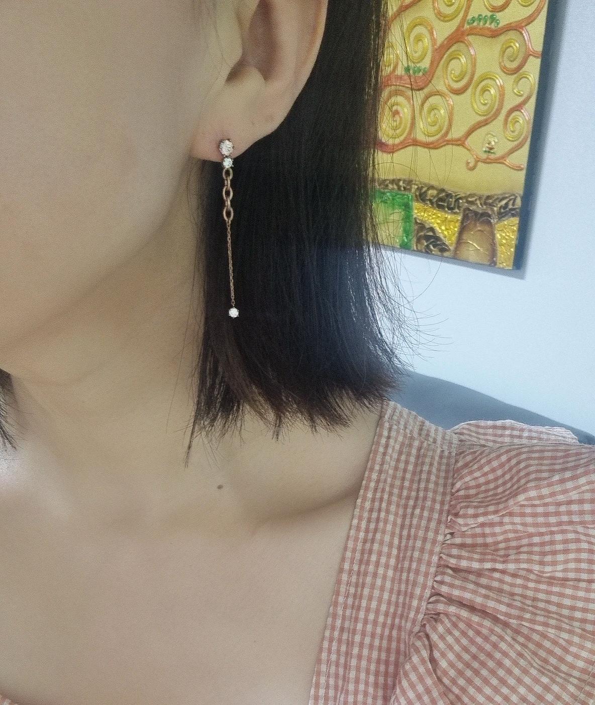 제이에스티나 로즈골드 큐빅 드롭 귀걸이 5