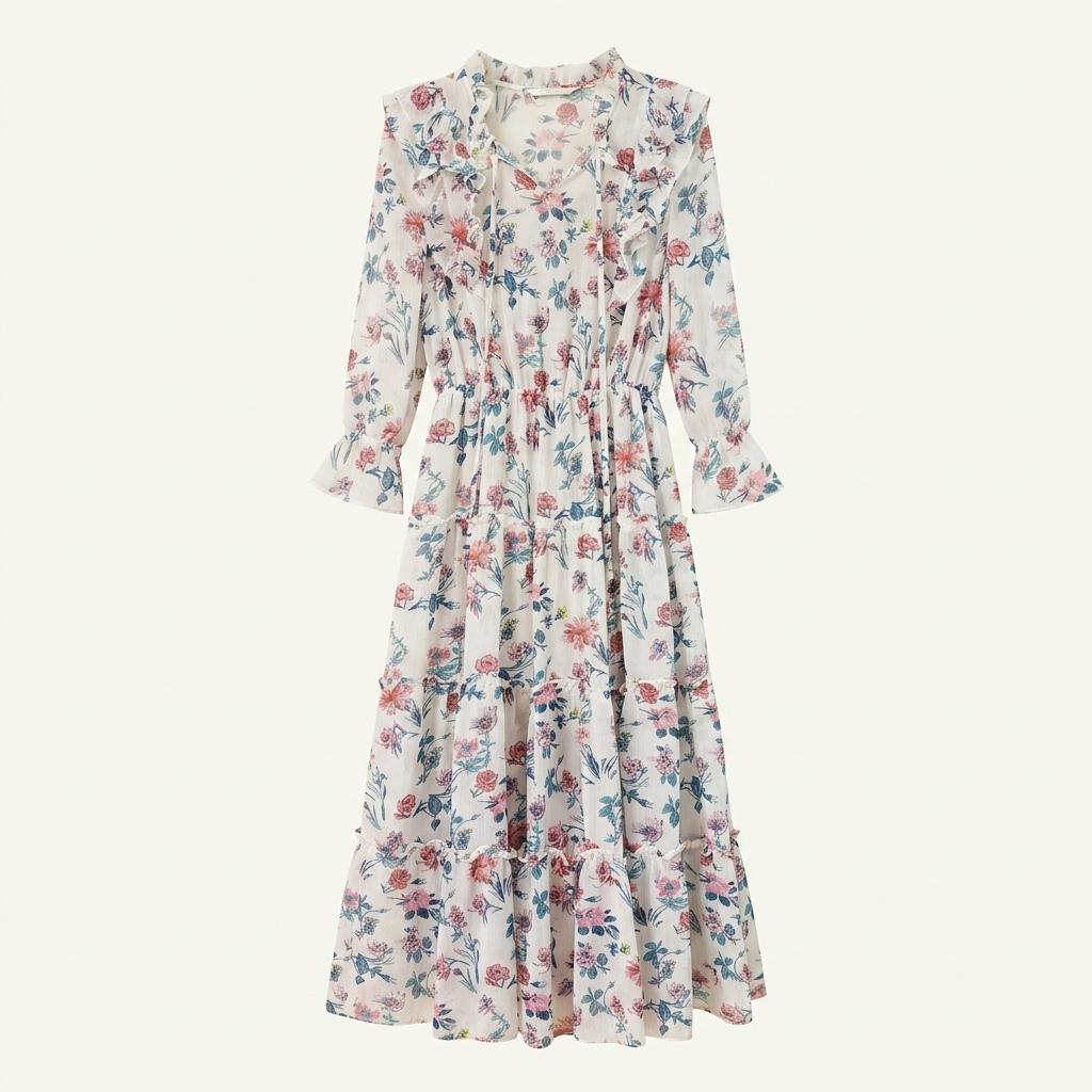 올리브데올리브 플라워 쉬폰 롱원피스