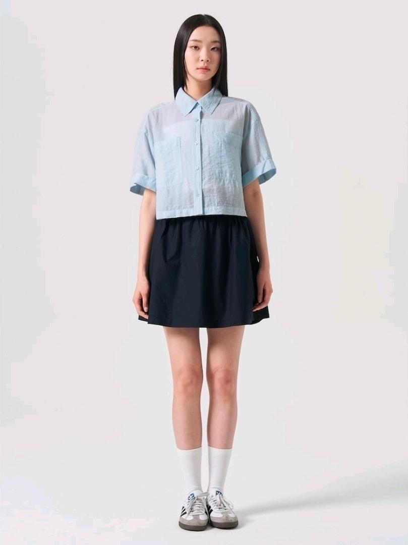 에잇세컨즈 밴딩 코튼 치마 바지 네이비 3