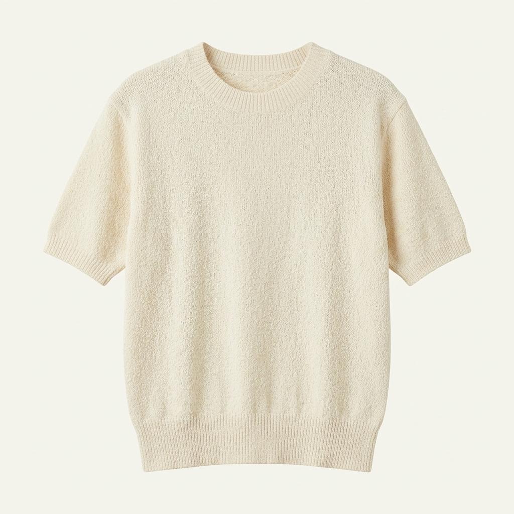 에잇세컨즈 부클 반팔 니트 티셔츠 아이보리