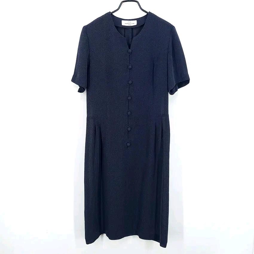 JUNEFUM 여름 홑겹 얇은 시스루 반팔원피스 네이비 (HU46265) 2
