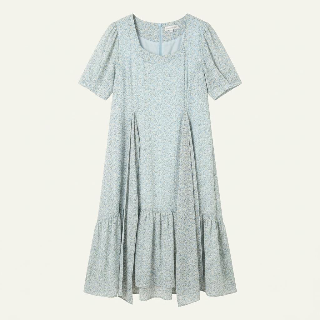 리리앤코 여성 여름 허리끈 반팔롱원피스 스카이3 (HU46270)