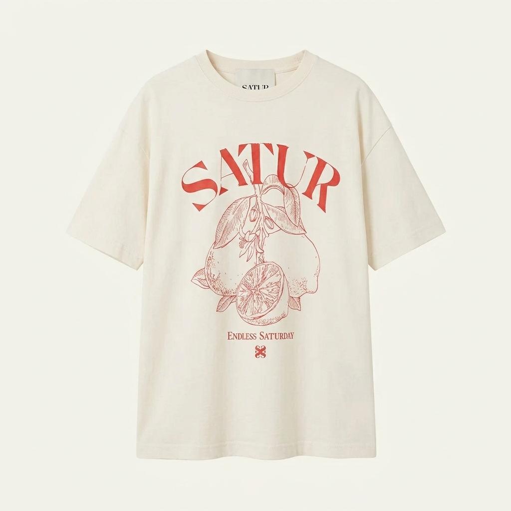 XL 세터 SATUR 아이보리 반팔 티 E373 1