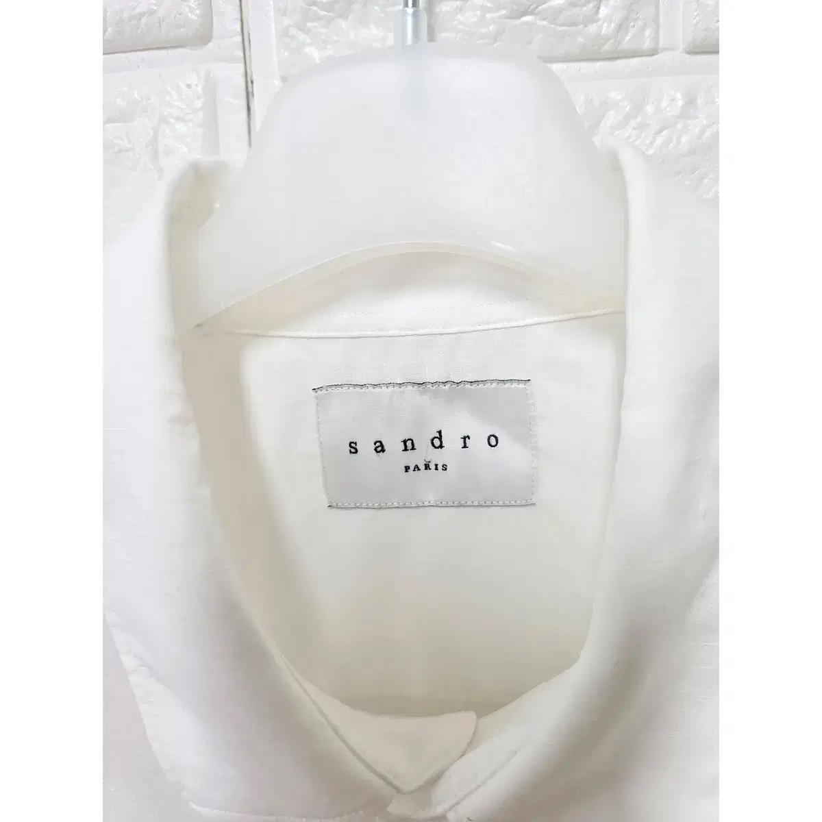 L 산드로옴므 SANDRO 화이트 린넨 마 셔츠 남방 E379 3