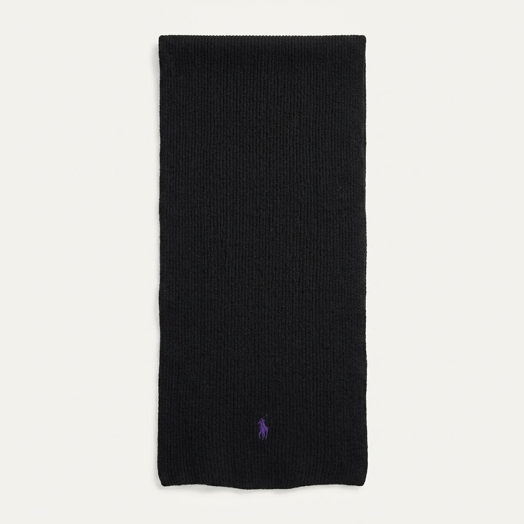 MX572 폴로 00s 울 리브드 퍼플 포니 블랙 머플러 목도리 1