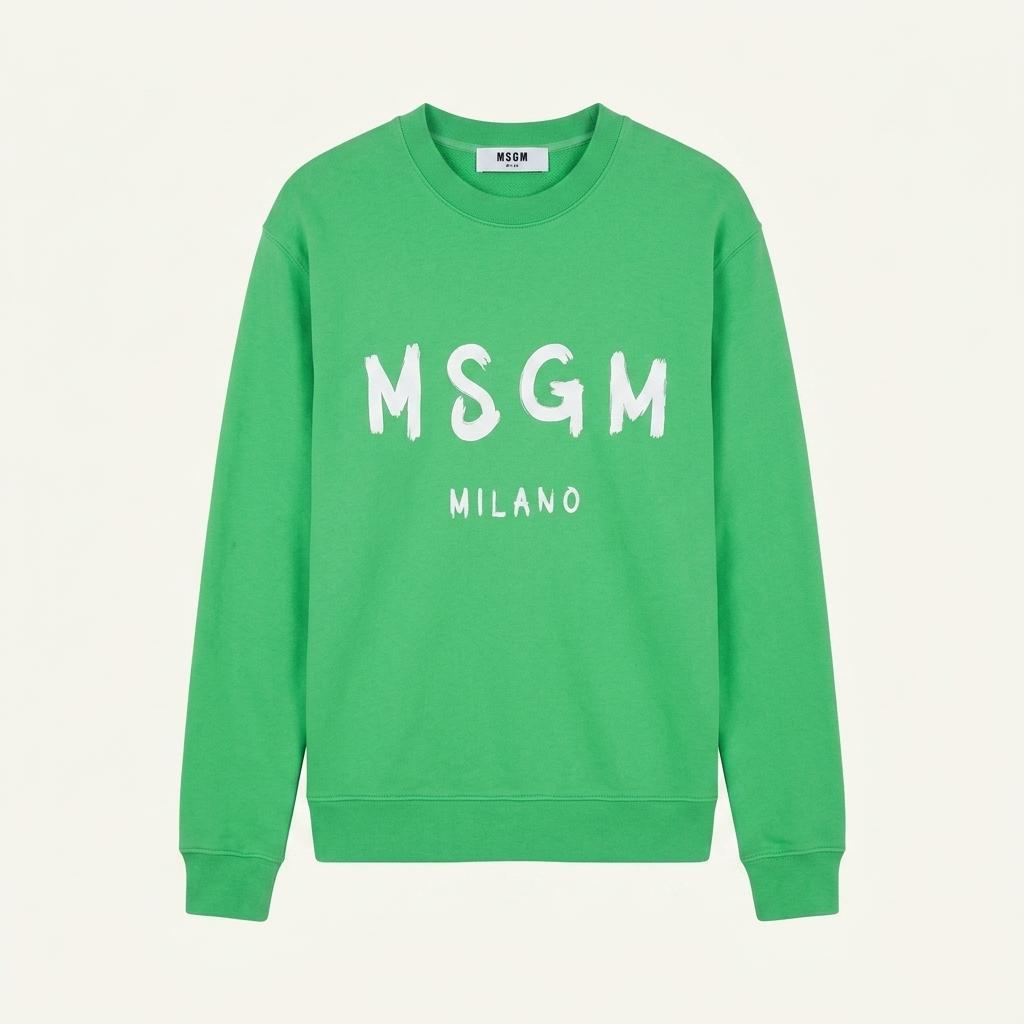 MSGM 밀라노 로고 맨투맨 티셔츠 그린 1
