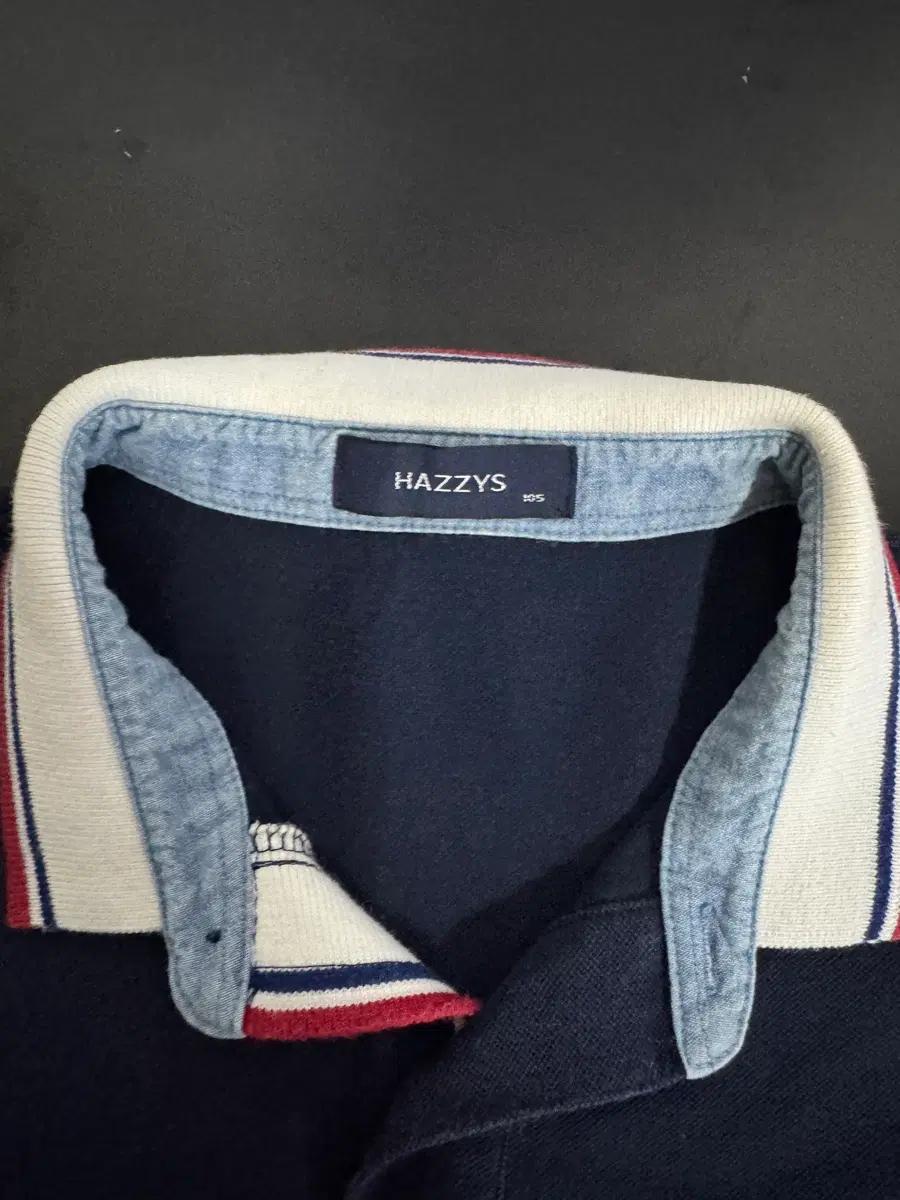해지스 Hazzys 깔끔한 반팔 카라 링거 티셔츠 네이비 4