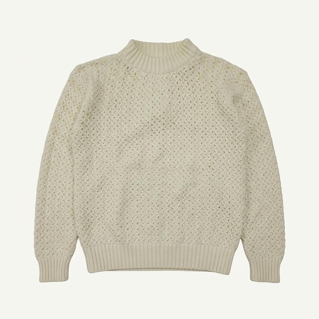 CL357 XL 엘엘빈 90s 허니콤 모크넥 아이보리 니트 스웨터