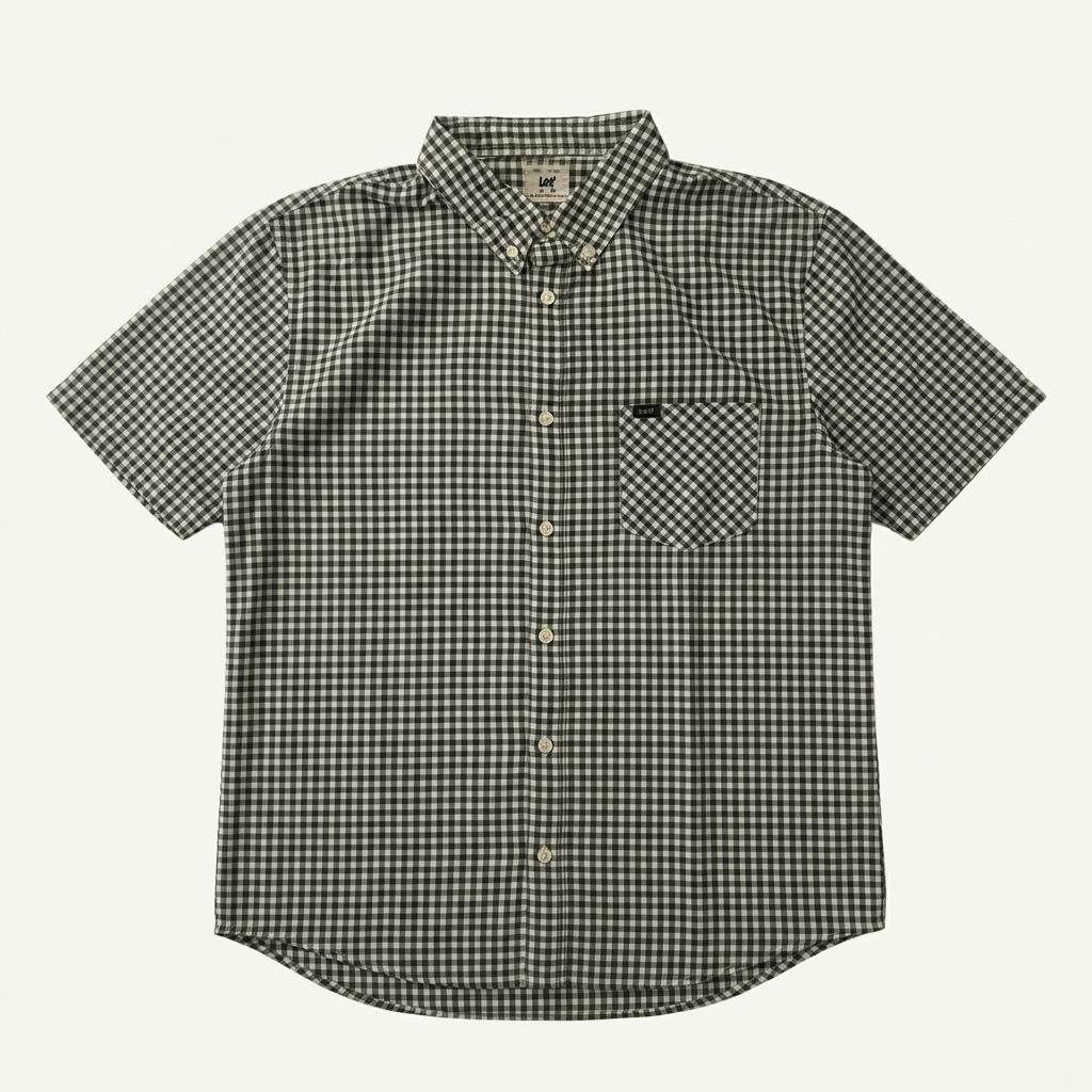 CK804 XL 리 LEE 모노 마이크로 깅엄체크 반팔 셔츠 남방