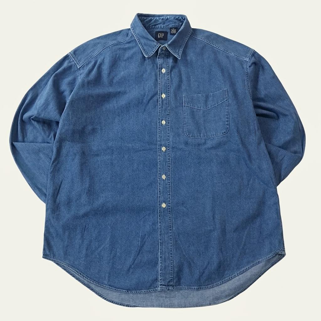 CK376 XL 갭 90s 워싱 중청 데님 셔츠 남방