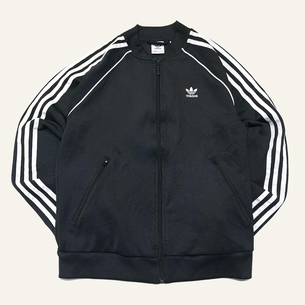 CK128 S 아디다스 트리코트 삼선 파이핑 블랙 집업 자켓