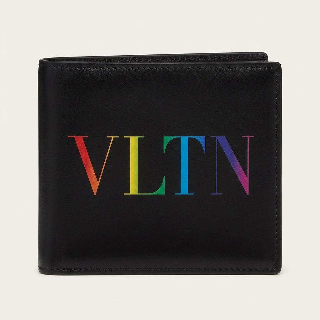 발렌티노 VLTN 레인보우 로고 반지갑 블랙 1