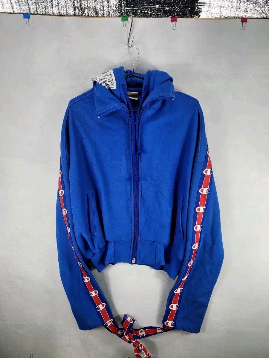 [명작/희귀] 베트멍 X 챔피온 17SS 콜라보 로고 테이프 후드 집업 (블루) 2