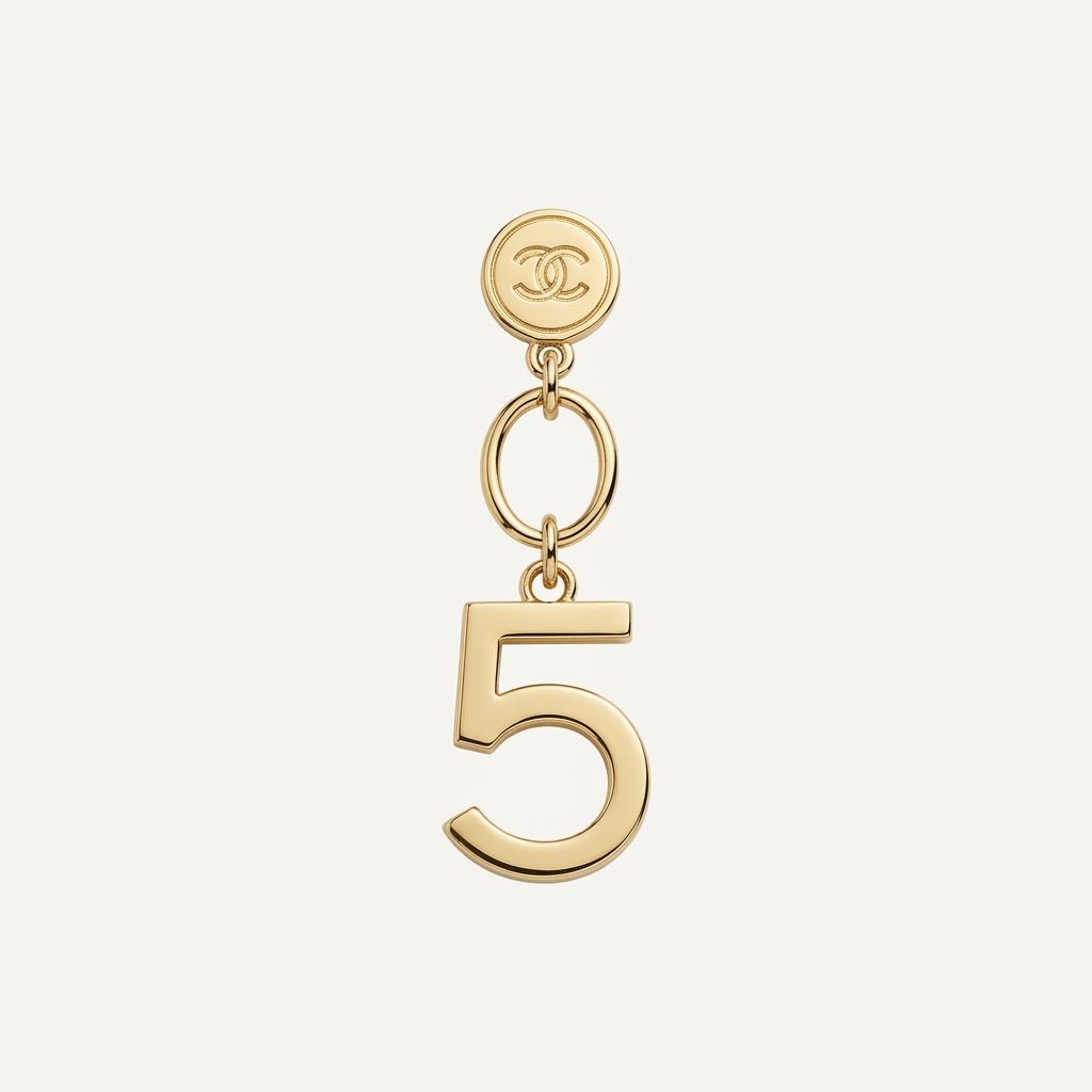 샤넬 넘버5 로고 골드 키링 참 팬던트