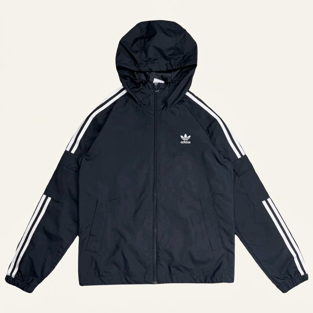 ADIDAS 삼선 윈드 브레이커 블랙 XS