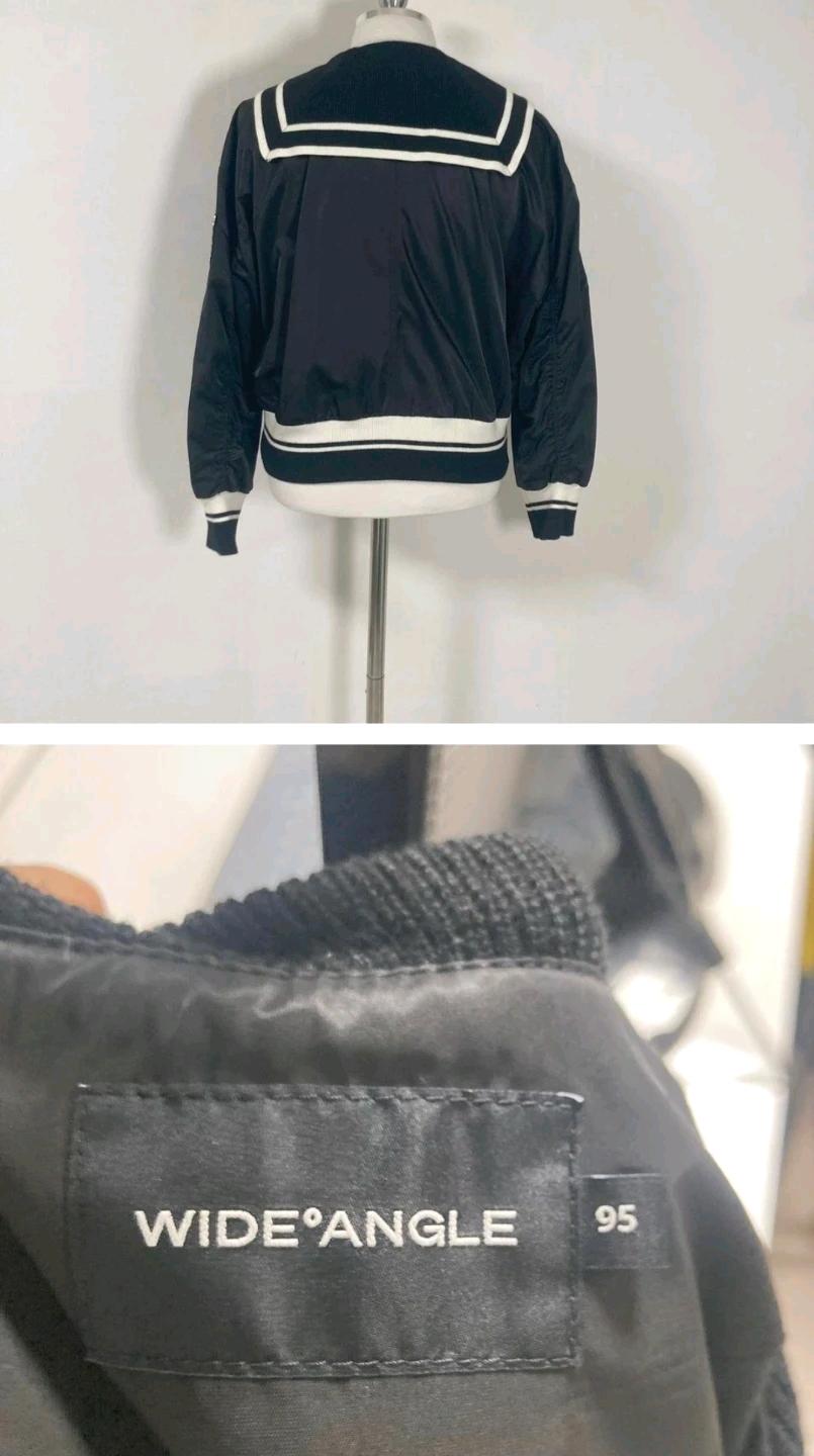 와이드앵글 세일러 카라 바시티 자켓 95 블랙 3