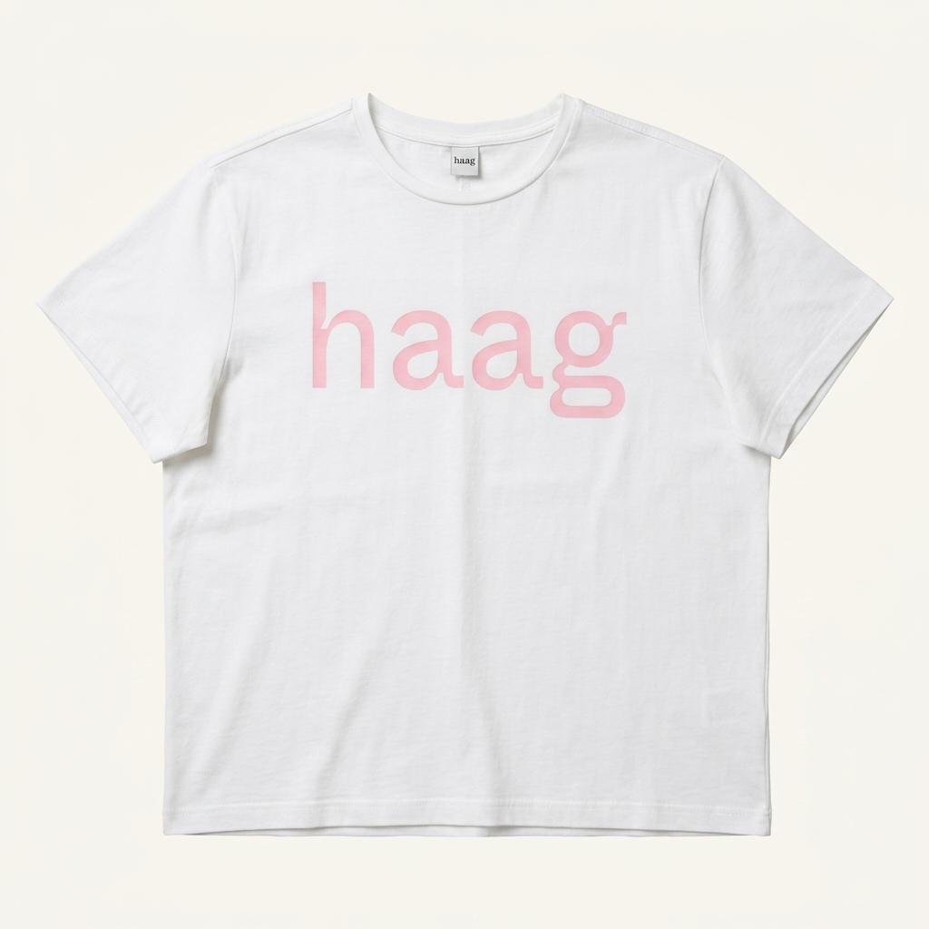 Haag 화이트 핑크 로고 반팔티 1