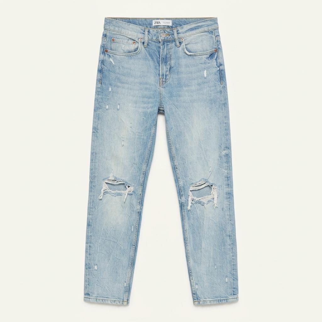 ZARA 프리미엄 연청 찢청 데님 팬츠 (새상품)