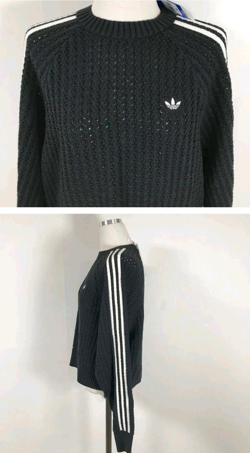 아디다스 새상품 삼선 크롭 니트 블랙 M 3