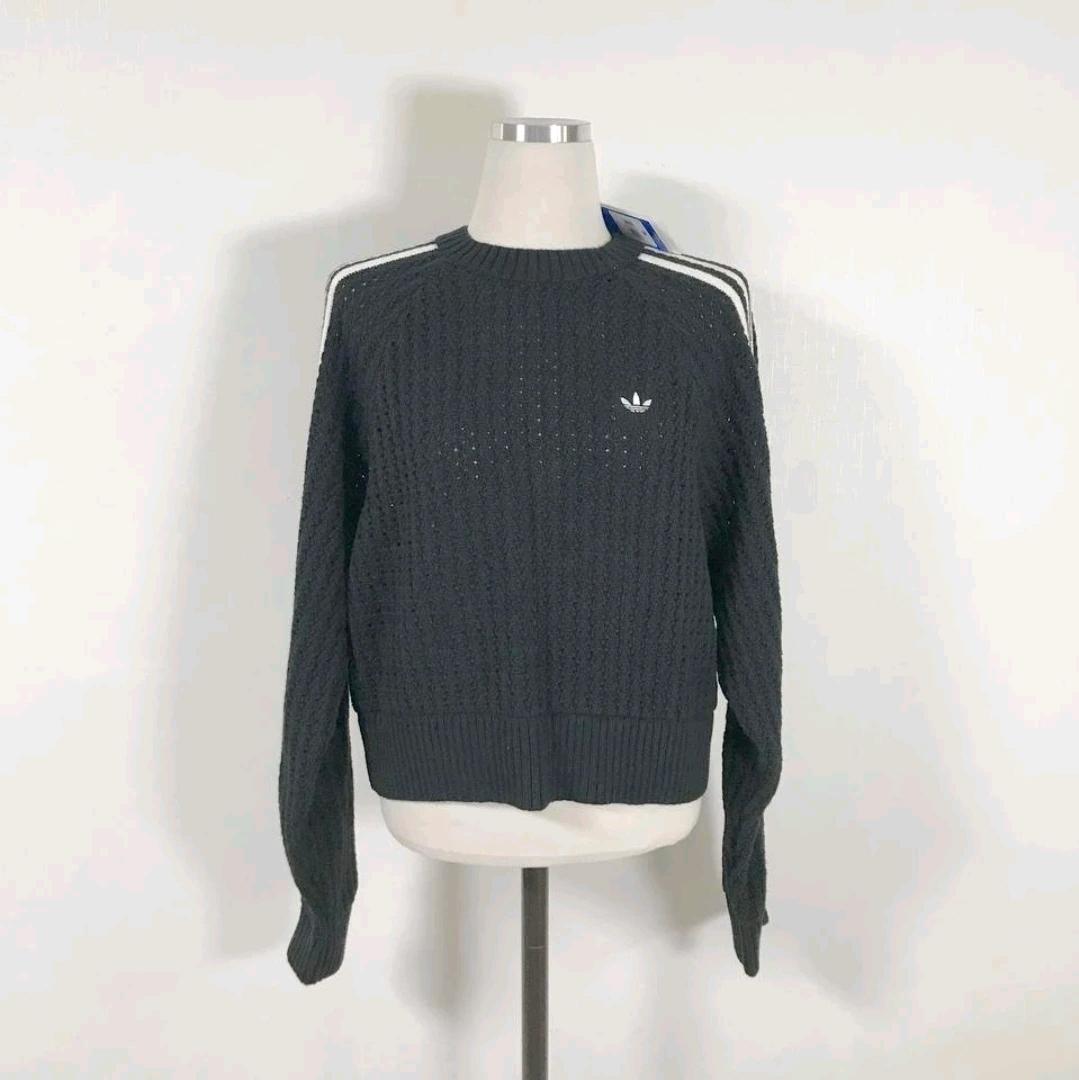 아디다스 새상품 삼선 크롭 니트 블랙 M 2