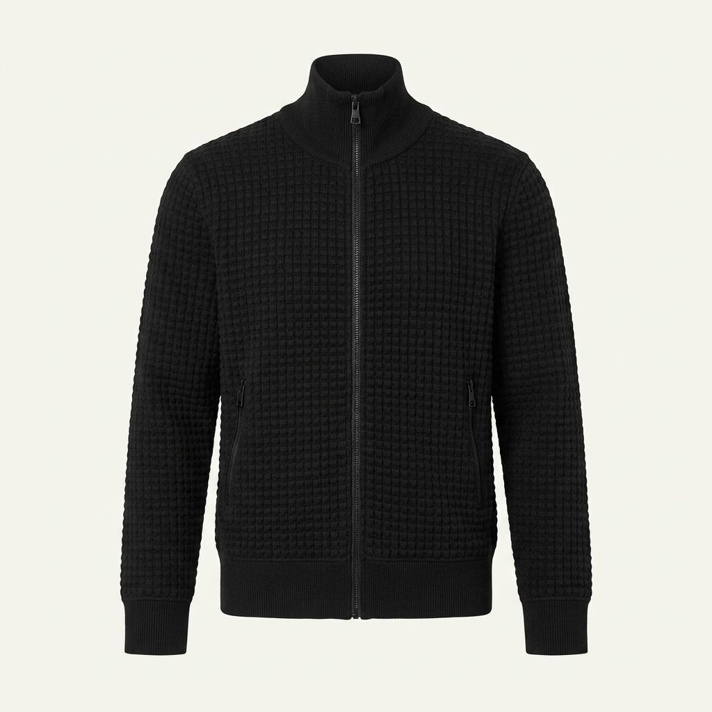 [KENZO] 겐조 와플 조직 집업 가디건 블랙