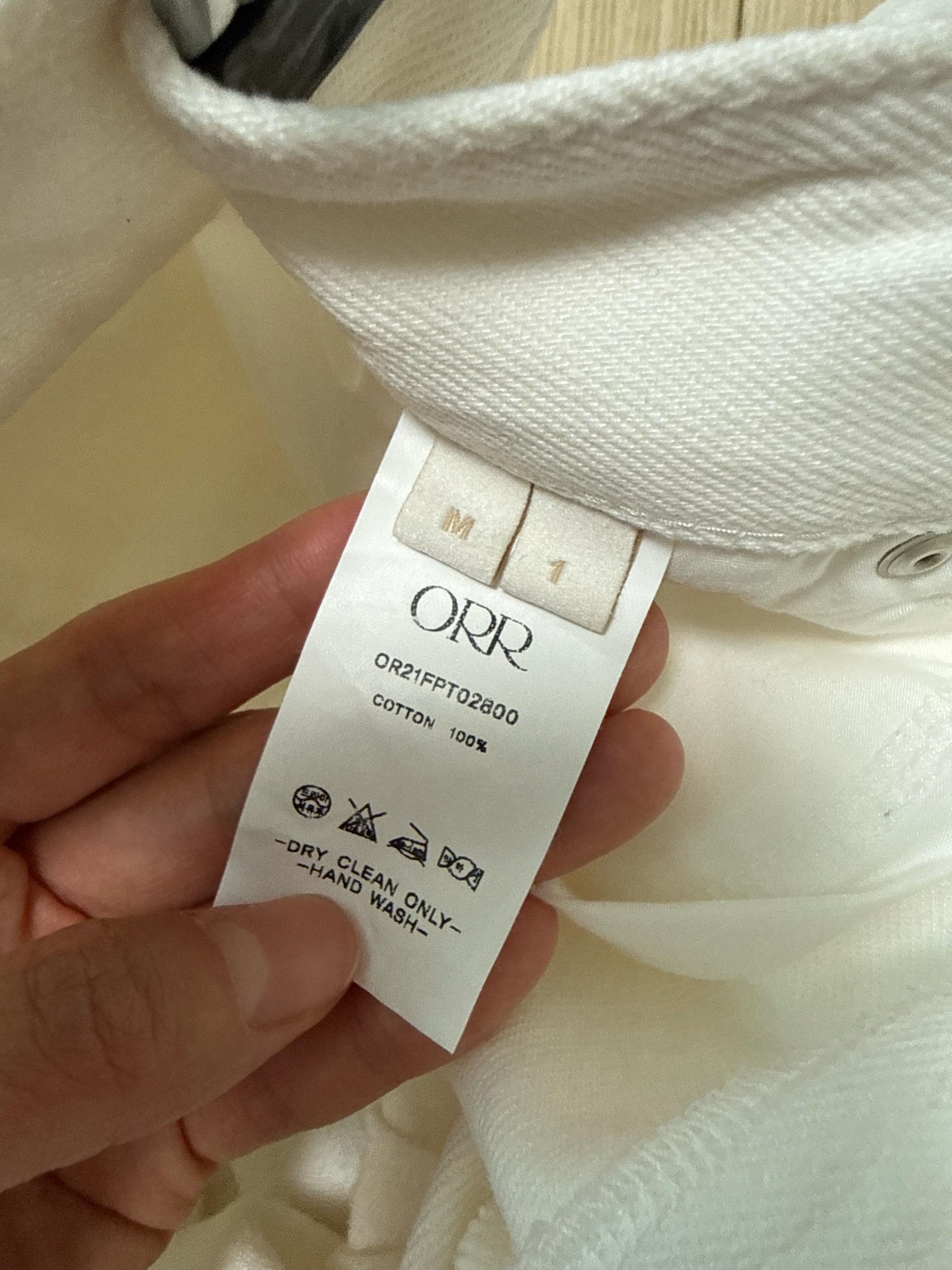 오르(ORR) 면 100 화이트 컷오프 데님 팬츠 16