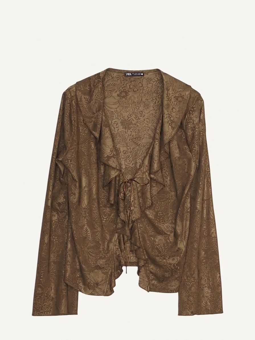 자라 ZARA 자카드 가디건 EUR S [A537]