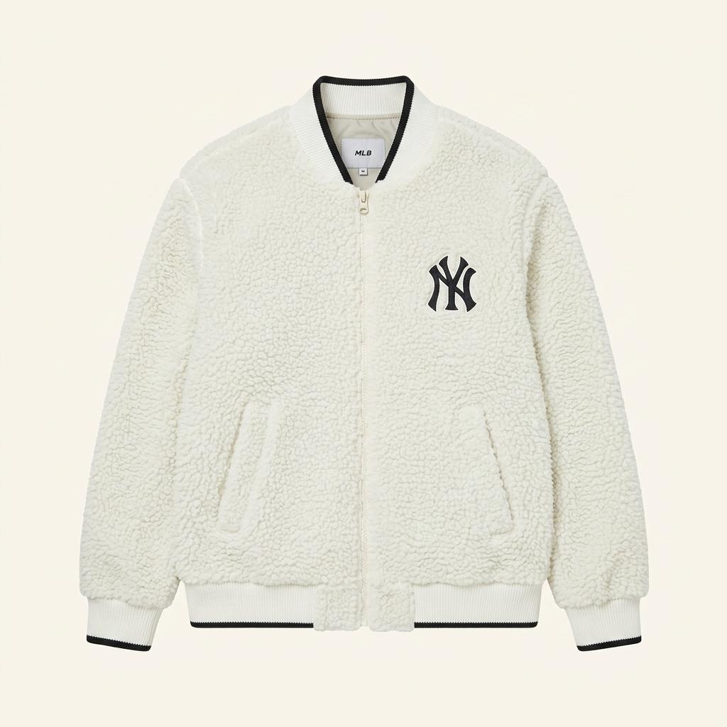 MLB 뉴욕양키스 뽀글이 플리스 점퍼 화이트100~105