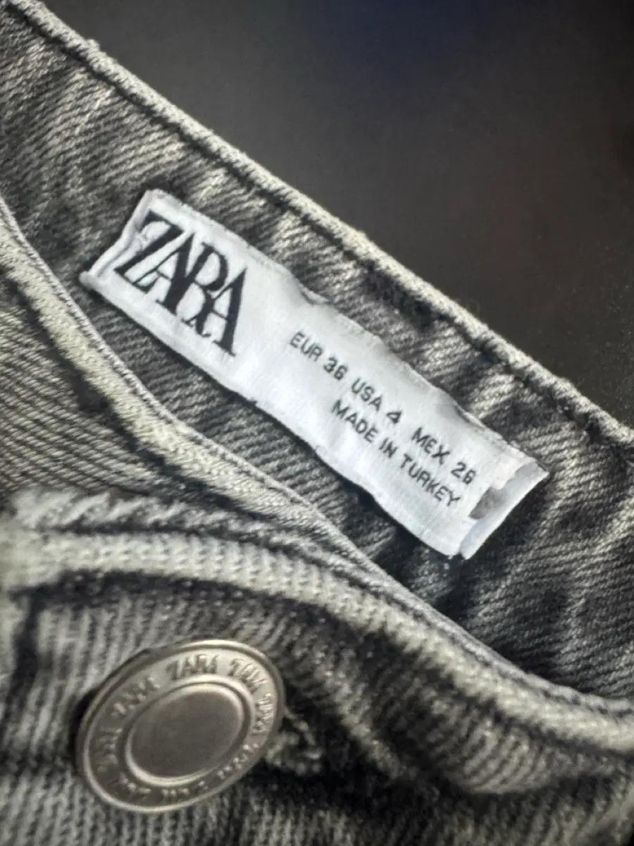 여성 자라 ZARA 흑청 빈티지 워싱 와이드 데님팬츠 4